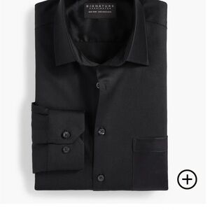 Signature Men's Elegant Black Dress Shirt NWT